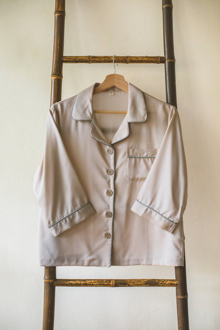Organic Bamboo Lyocell Loungewear - Beige - Top