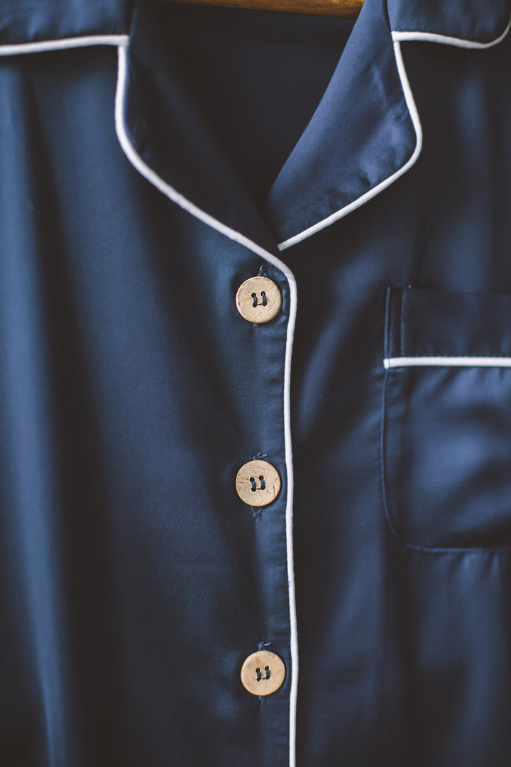 Organic Bamboo Lyocell Loungewear - Blue - Close-up