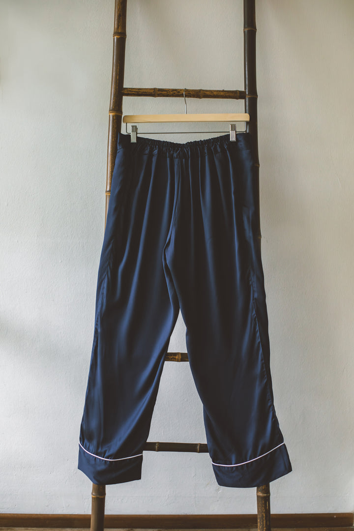 Organic Bamboo Lyocell Loungewear - Blue - Long Pants - Back