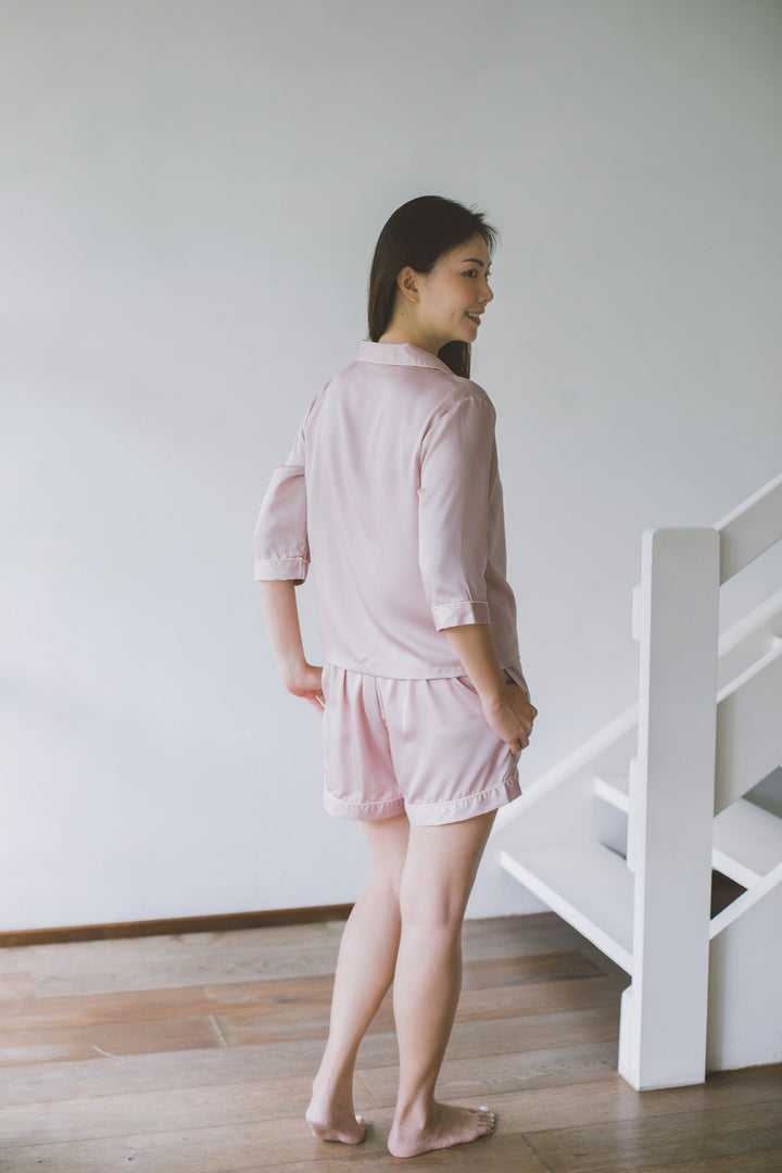Organic Bamboo Lyocell Loungewear - Pink - With Model - Back