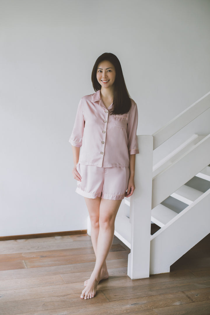 Organic Bamboo Lyocell Loungewear - Pink - With Model