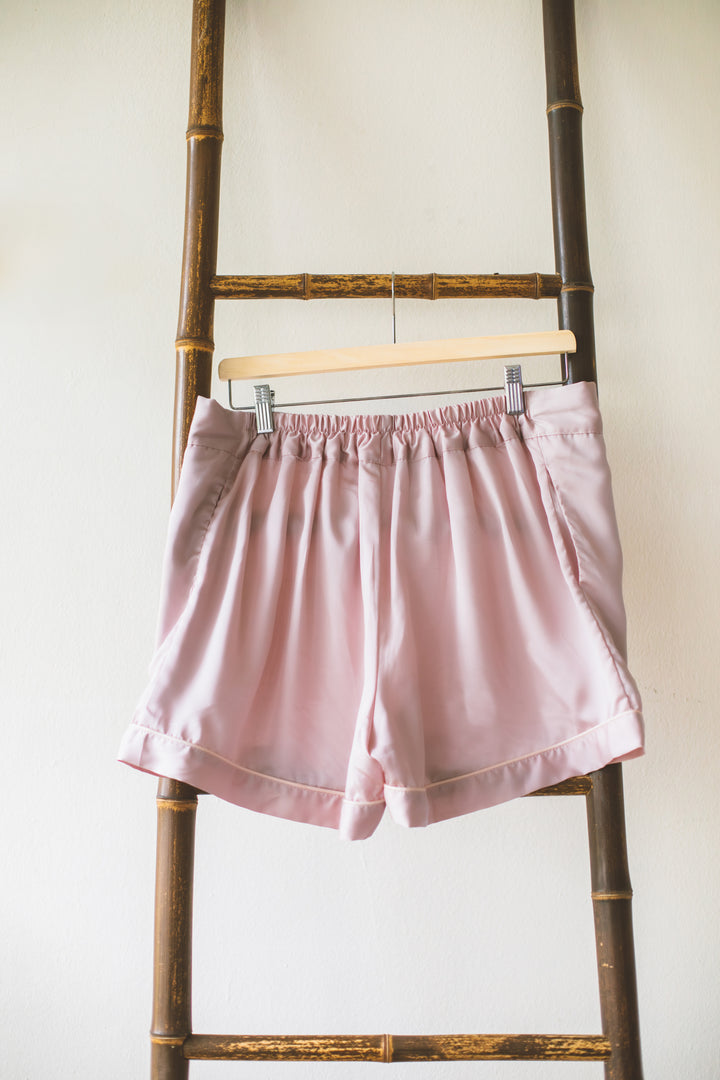 Organic Bamboo Lyocell Loungewear - Pink - Short & Bottom - Back