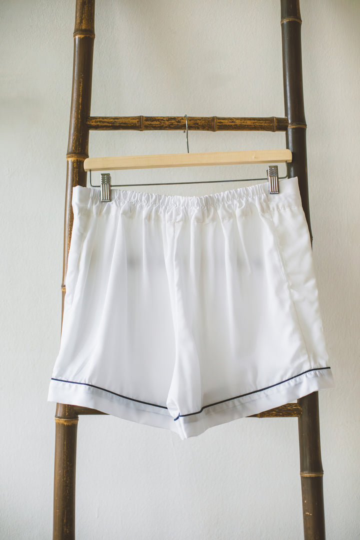 Organic Bamboo Lyocell Loungewear - White - Bottom - Back