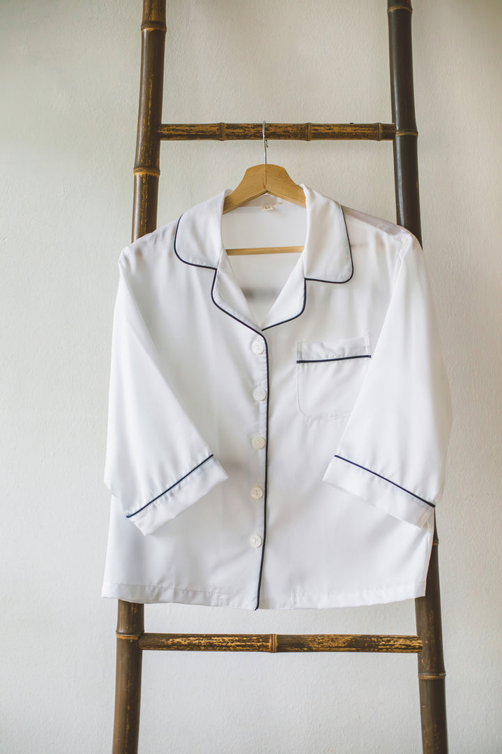 Organic Bamboo Lyocell Loungewear - White - Top